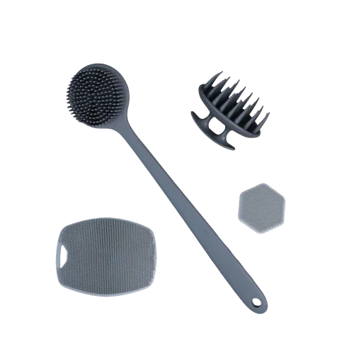 Long-handled silicone back scrubber